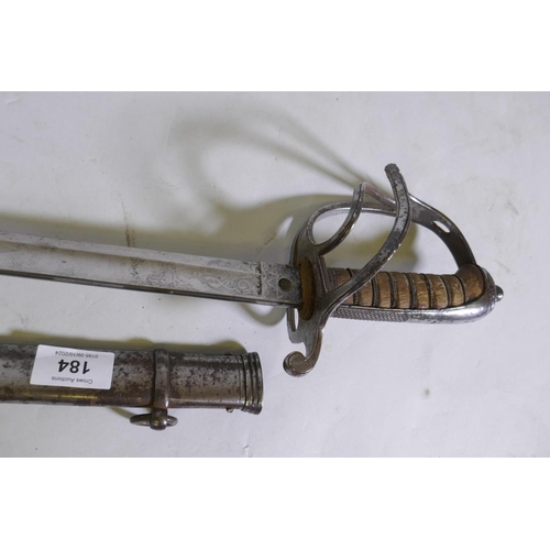 184 - Victorian British Army officer's sword, the blade etched McBride & Son, 17 Charles St., Haymarke... 