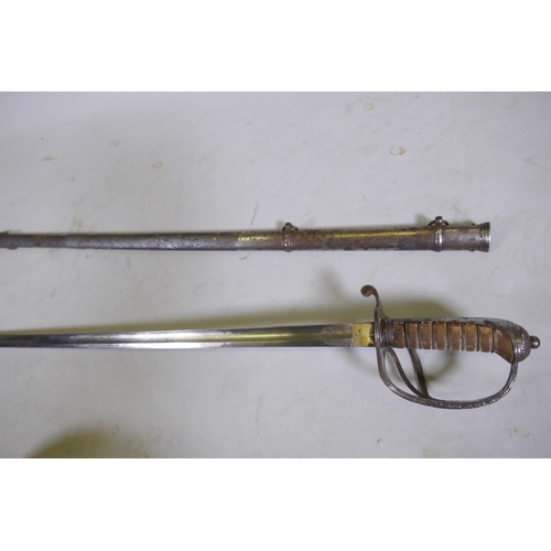 184 - Victorian British Army officer's sword, the blade etched McBride & Son, 17 Charles St., Haymarke... 