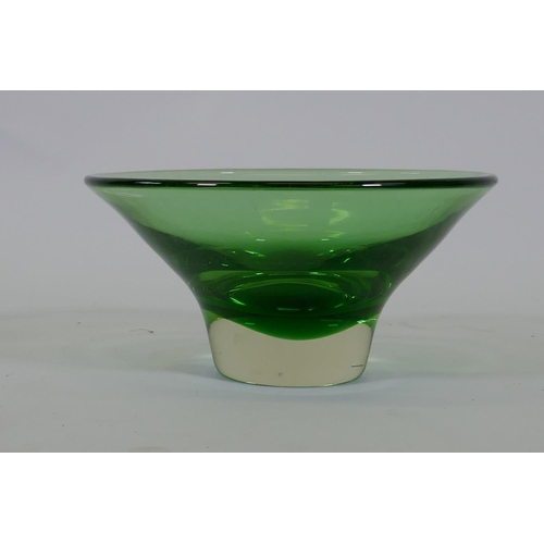 19 - A green studio glass bowl, 25cm diameter