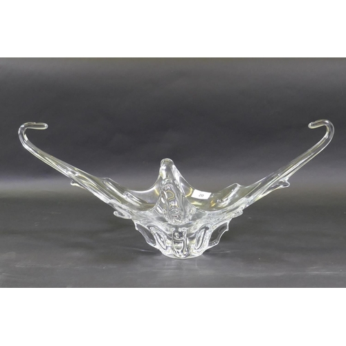 20 - A vintage crystal glass vase of naturalistic form, 60 x 27cm high