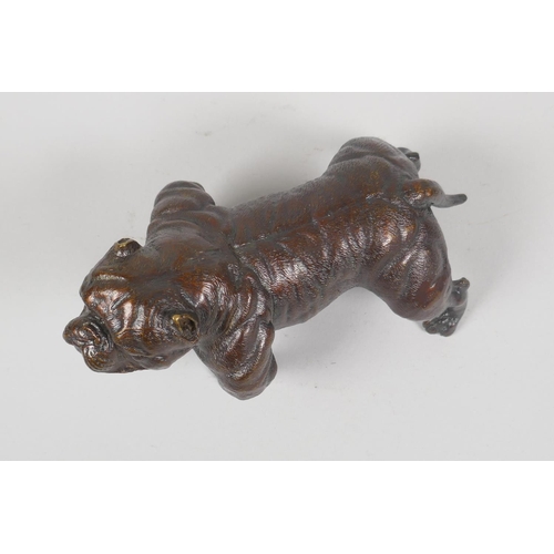 226 - A filled bronze figure of a bulldog, 19cm long