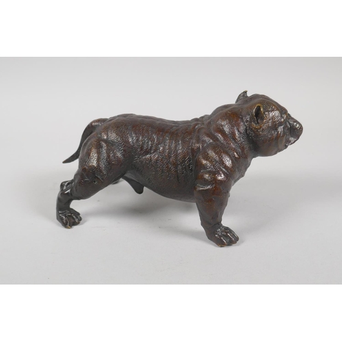 226 - A filled bronze figure of a bulldog, 19cm long