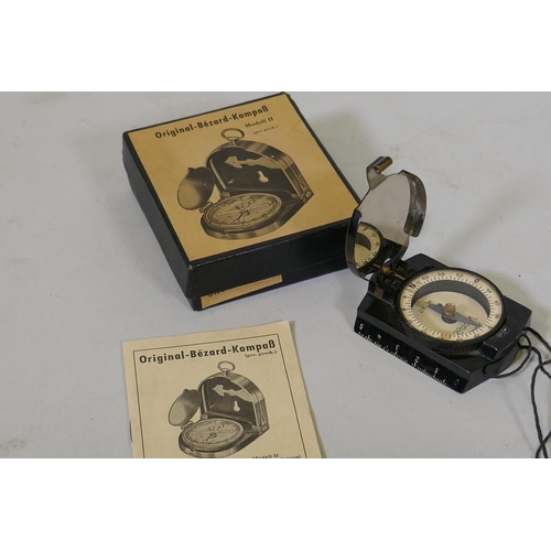 23 - Busch Rathenow bakelite compass, and an original Bezard-Kompass Model II box and instruction leaflet