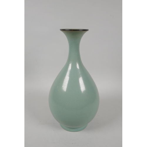 236 - A Chinese Ru ware style porcelain vase, 27cm high