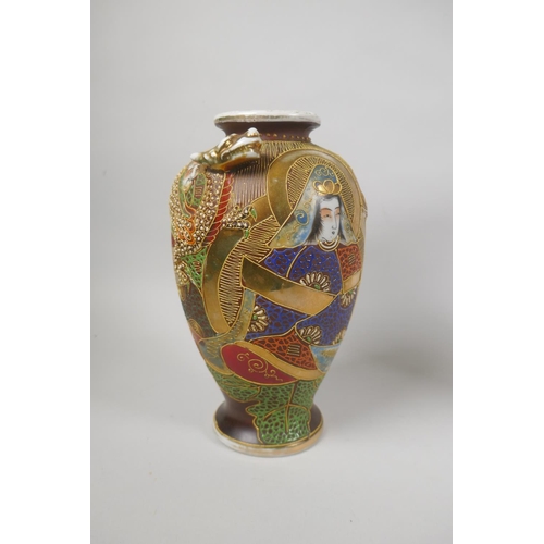 238 - A Chinese crackle ware ginger jar and cover, decorated with warriors, AF, a famille rose porcelain u... 