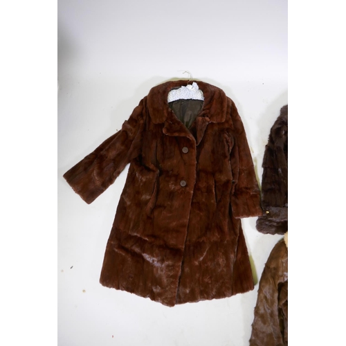 247 - Four lady's vintage fur coats, longest 105cm