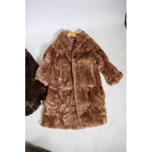 247 - Four lady's vintage fur coats, longest 105cm