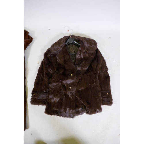 247 - Four lady's vintage fur coats, longest 105cm