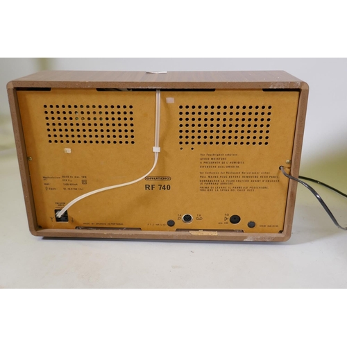 25 - A vintage Metz Capri radio, in fine condition with original cotton cover, 50 x 22 x 35cm, and a Grun... 