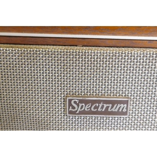 27 - A pair of vintage HiFi speakers, in teak cases with removable wire mesh grills, bearing metal label ... 