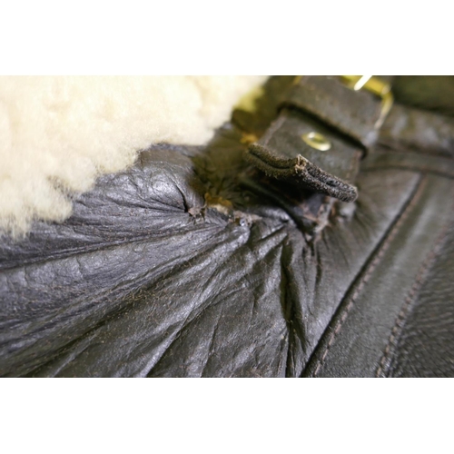 44 - An Italian Shearling leather type B3 US Army Airforce style bomber jacket, size M (although appears ... 