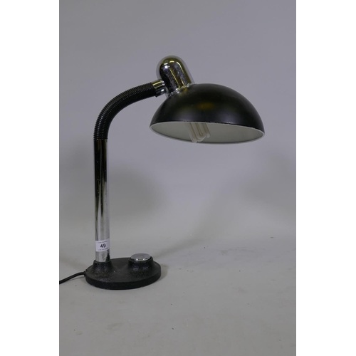 49 - A contemporary adjustable metal table lamp, 48cm high