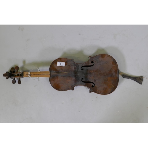 6 - Antique violin, bears label inside, Michel Deconet, fecite in Cremona, signa dell anno 1720, AF, bac... 