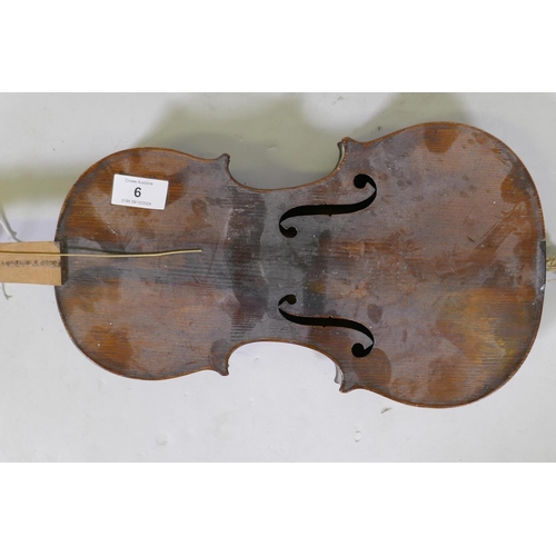 6 - Antique violin, bears label inside, Michel Deconet, fecite in Cremona, signa dell anno 1720, AF, bac... 