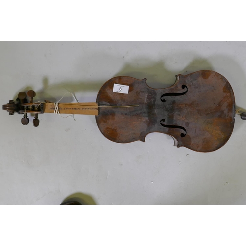 6 - Antique violin, bears label inside, Michel Deconet, fecite in Cremona, signa dell anno 1720, AF, bac... 