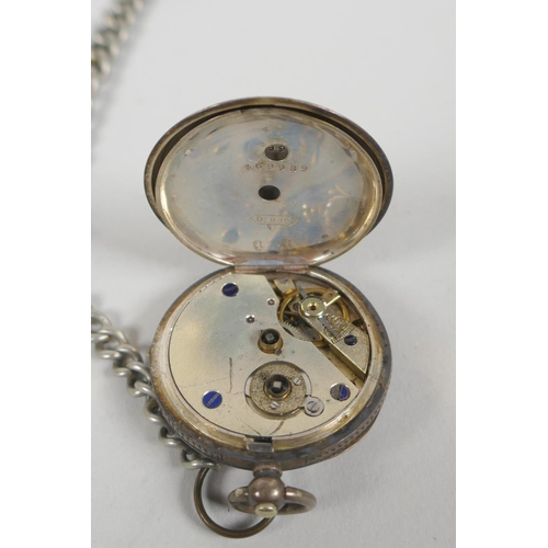 614 - Two silver cased pocket watches, a WWII British military pocket watch, and another