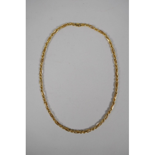 615 - A 9ct gold link necklace, 13.1g, 50cm long