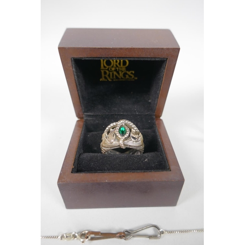 66 - A quantity of Lord of the Rings memorabilia to include two rings of Barahir (Aragon's ring), Aragon'... 