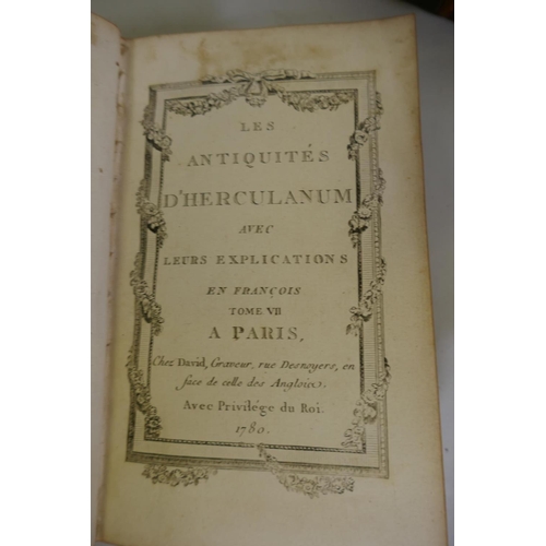 7 - C18th French Antiquarian book, Les Antiquites d'Herculanum avec leurs explications, en Francois, Vol... 