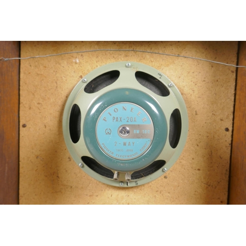 76 - A vintage Pioneer 8 inch coaxial two way speaker model PAX-20A, housed in a period speaker box/frame... 