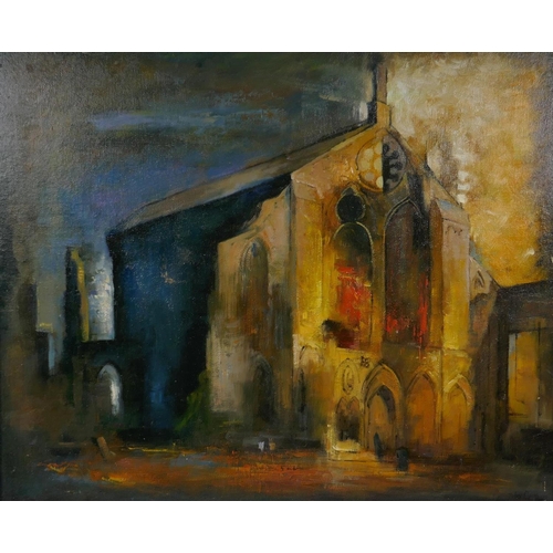 825 - In the manner of John Piper, (British, 1903-1992), Binham Priory, Norfolk, oil on canvas board, 60 x... 