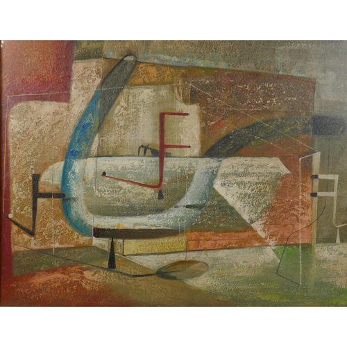 853 - After John Tunnard, (British, 1900-1971), Anglo-Dutch, abstract oil on canvas laid on board, 45 x 35... 