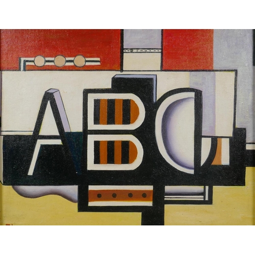 865 - After Fernand Leger, (French 1881-1955), ABC, oil on canvas laid on board, 34 x 27cm