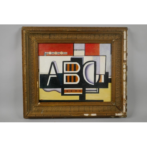 865 - After Fernand Leger, (French 1881-1955), ABC, oil on canvas laid on board, 34 x 27cm