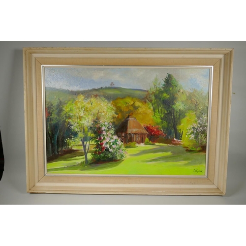 876 - Grant, Sussex garden scene, oil on canvas, 76 x 51cm