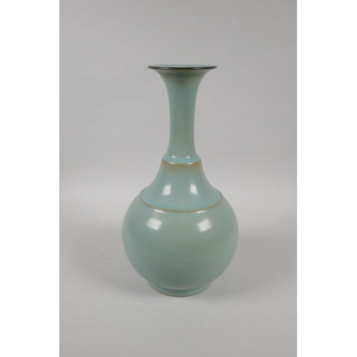 88 - A Chinese Ru ware style celadon glazed porcelain vase, 28cm high