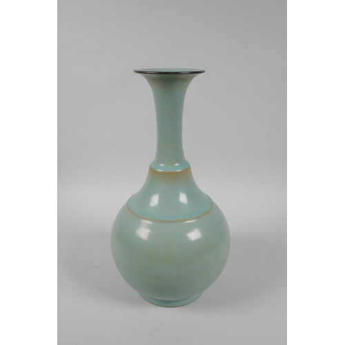 88 - A Chinese Ru ware style celadon glazed porcelain vase, 28cm high