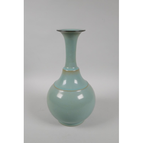 88 - A Chinese Ru ware style celadon glazed porcelain vase, 28cm high