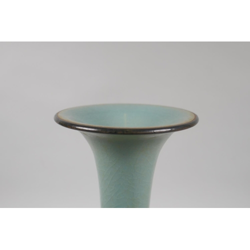 88 - A Chinese Ru ware style celadon glazed porcelain vase, 28cm high