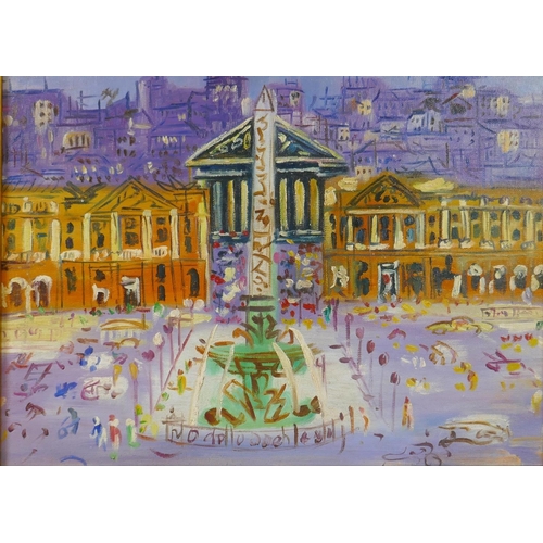 881 - In the manner of Jean Duffy, Place de la Concorde, oil on canvas board, 40 x 30cm