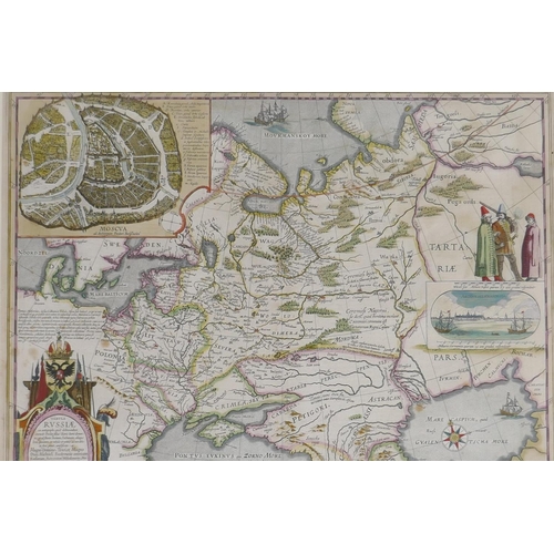 896 - C17th hand coloured engraving, a Map of Russia by William & Joan Blaeu, - Tabula Russine, after ... 