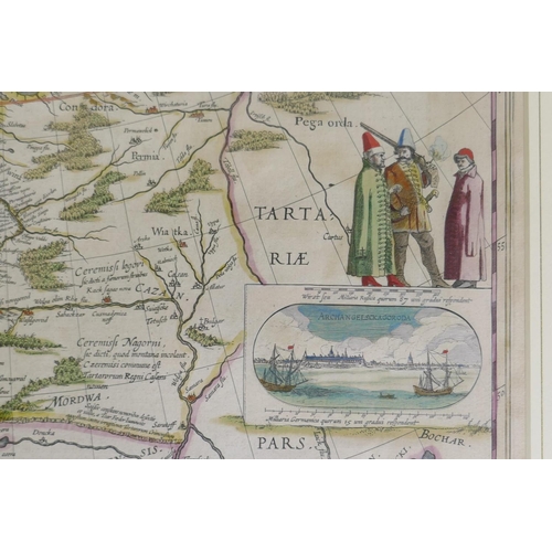 896 - C17th hand coloured engraving, a Map of Russia by William & Joan Blaeu, - Tabula Russine, after ... 