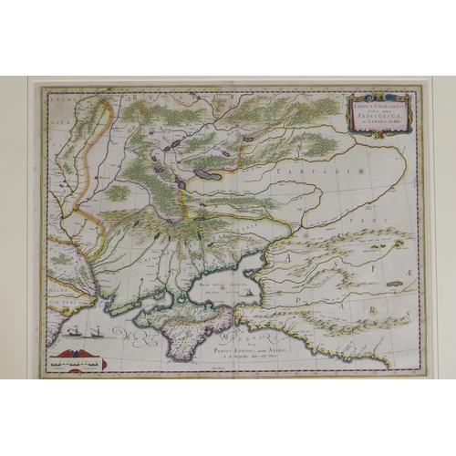 897 - A C17th hand coloured engraving, Map of Crimea and Ukraine, by William Blaeu, - Taurica Chersonesus,... 