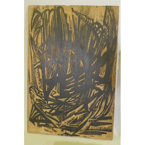 911 - Janka Malkowska, (Polish/Scottish, 1912-1997), six woodcut printing block wood panels, various subje... 