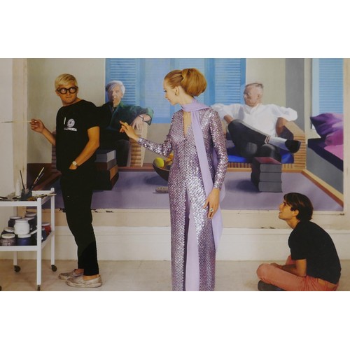 813 - Cecil Beaton, David Hockney, Maudie James, Peter Schlesinger, Vogue December 1968, colour print, fra... 