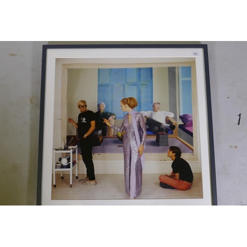 813 - Cecil Beaton, David Hockney, Maudie James, Peter Schlesinger, Vogue December 1968, colour print, fra... 