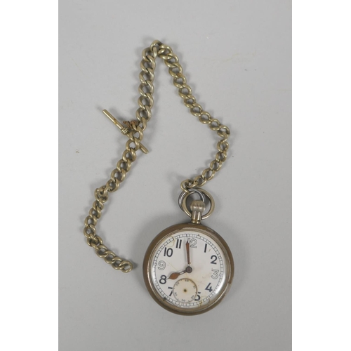 657 - Two silver cased pocket watches, a WWII British military pocket watch, and another