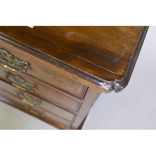 1007 - George III mahogany bachelor's chest, the moulded edge top with cut corners over a brushing slide an... 