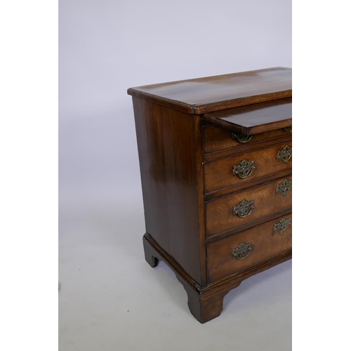 1007 - George III mahogany bachelor's chest, the moulded edge top with cut corners over a brushing slide an... 