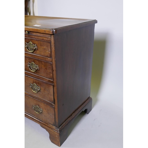 1007 - George III mahogany bachelor's chest, the moulded edge top with cut corners over a brushing slide an... 