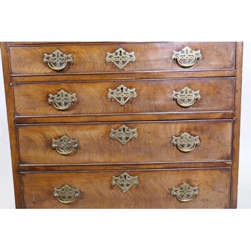 1007 - George III mahogany bachelor's chest, the moulded edge top with cut corners over a brushing slide an... 