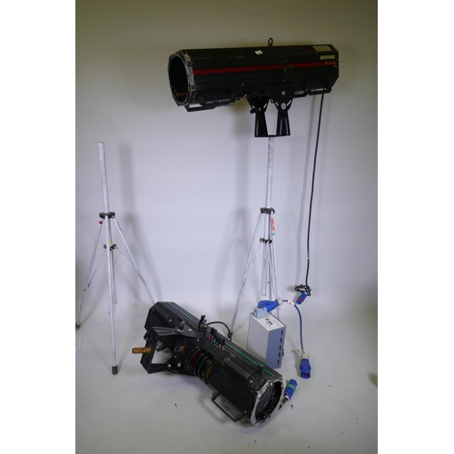 1050 - A Coemar Pilota 2000 theatre/stage light with six colour filters, and a Teatro Talento 2000 light wi... 