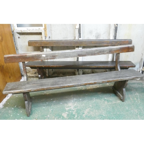 1080 - A pair of antique pine benches, 184 x 40 x 77cm