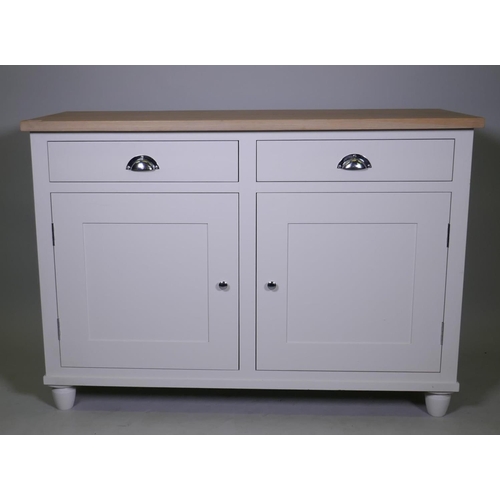 1081 - A Neptune buffet/side cabinet with limed oak top and painted base with two drawers over two cupboard... 