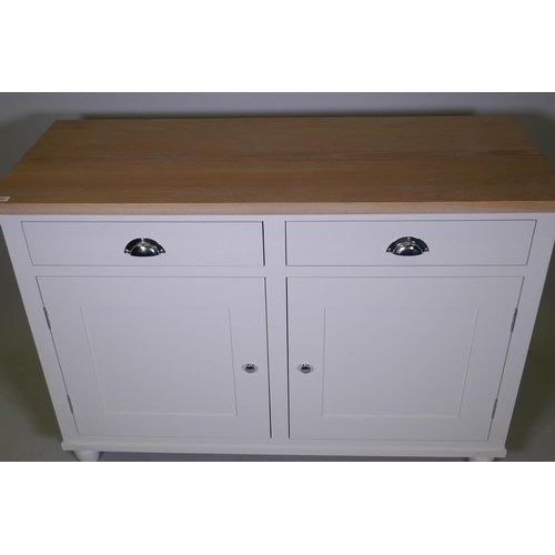 1081 - A Neptune buffet/side cabinet with limed oak top and painted base with two drawers over two cupboard... 