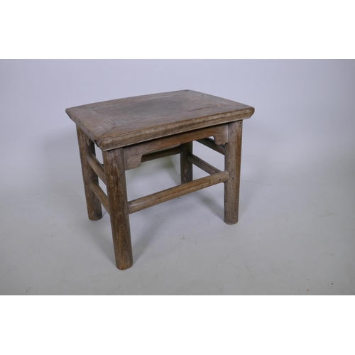 1086 - An antique Chinese elm stool, 47 x 36cm, 41cm high